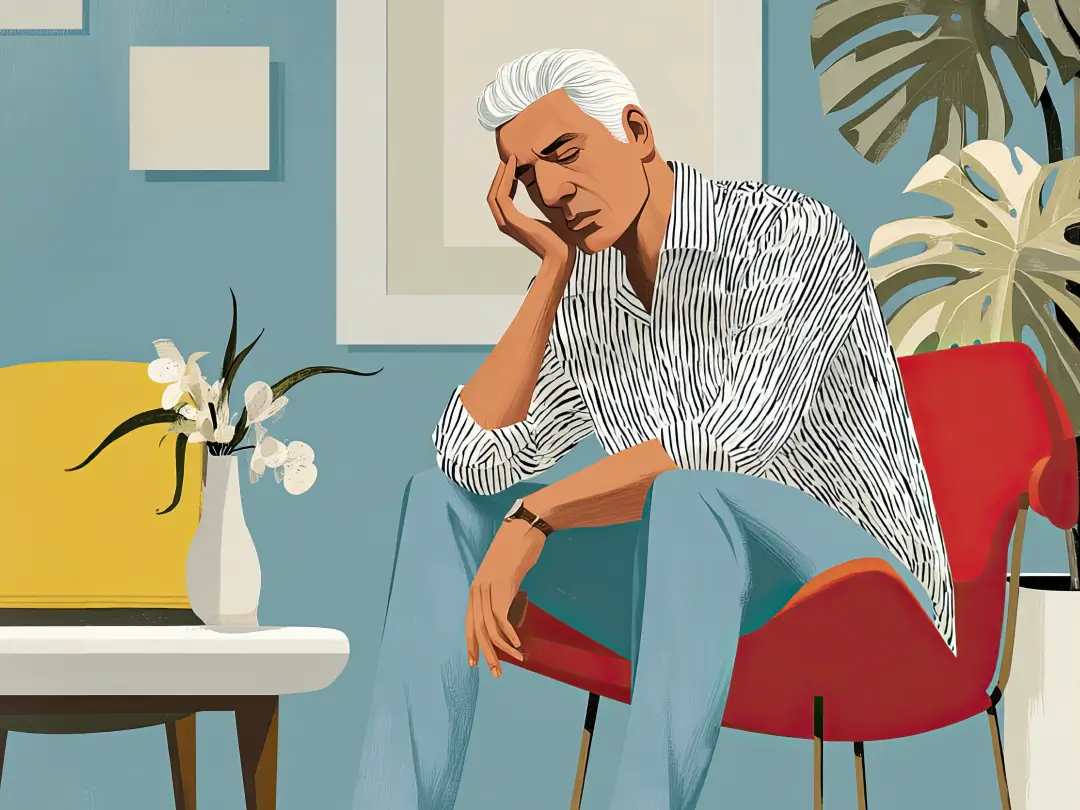 A man looking distressed because he's feeling unexplainable pain